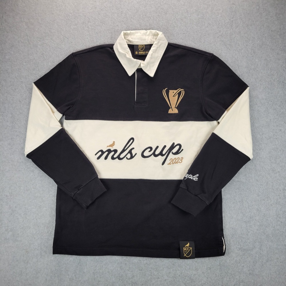 Staple MLS Cup 2023 Columbus Crew Men's Striped Rugby‎ Polo Shirt Long Sleeve S
